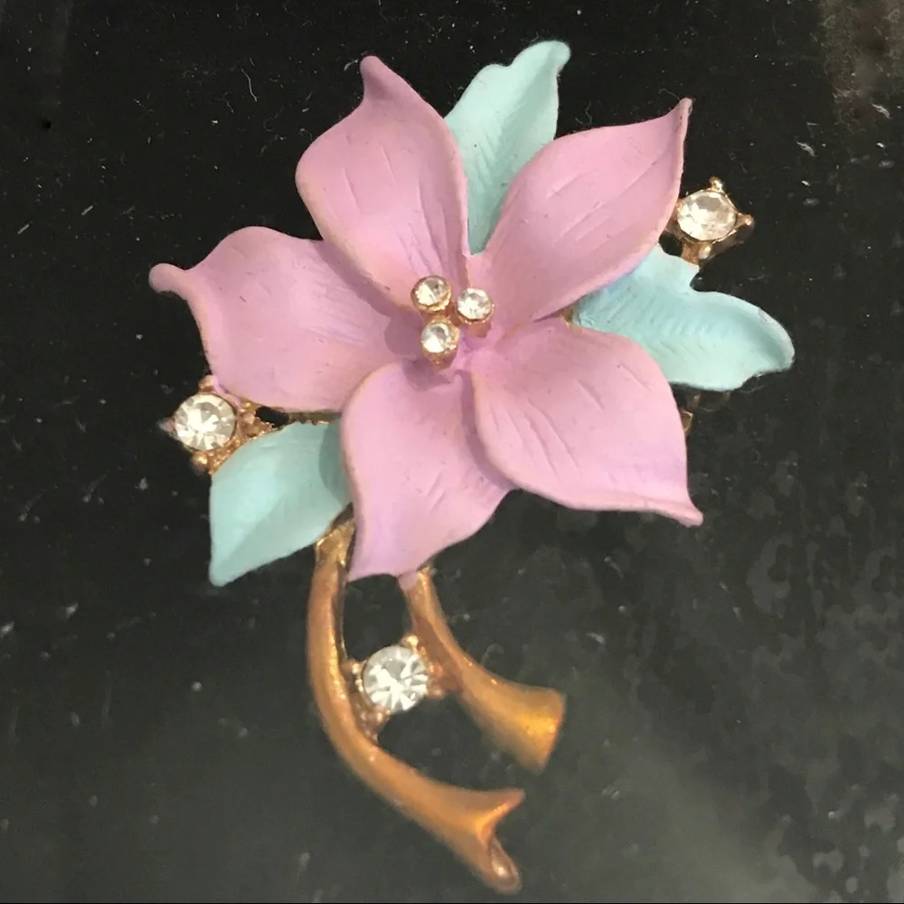 Porcelain Floral Brooch Pink Wildflower